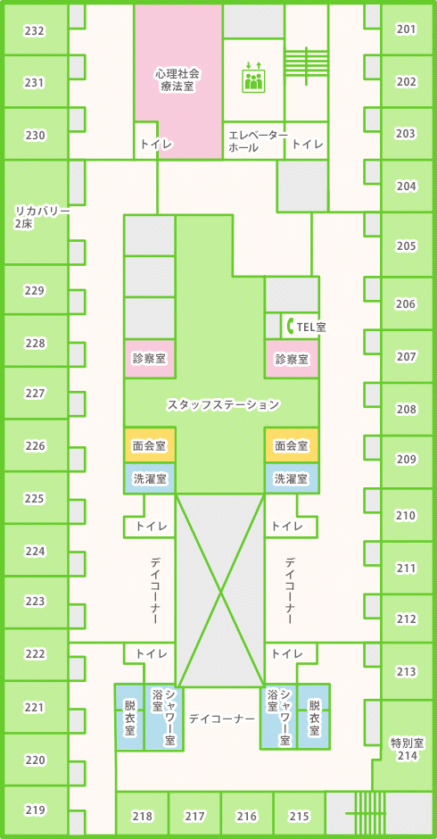 救急病棟（南病棟）2Fフロアマップ